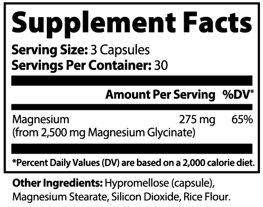 CoveGlow Magnesium Glycinate 275mg - 90 High Potency Chelated Magnesium Capsules for Relaxation, Stress Support & Normal Blood Pressure