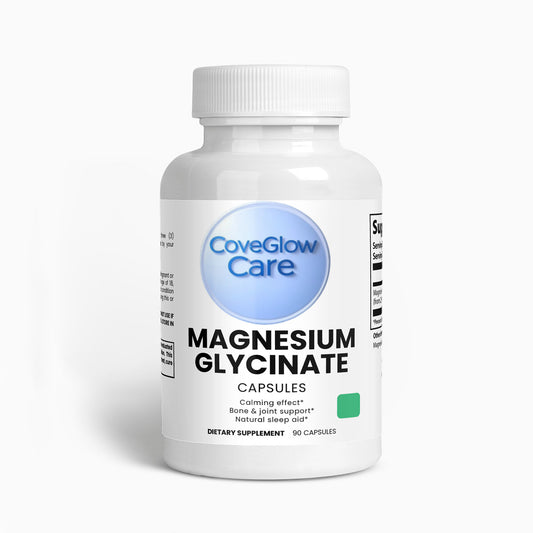 CoveGlow Magnesium Glycinate 275mg - 90 High Potency Chelated Magnesium Capsules for Relaxation, Stress Support & Normal Blood Pressure