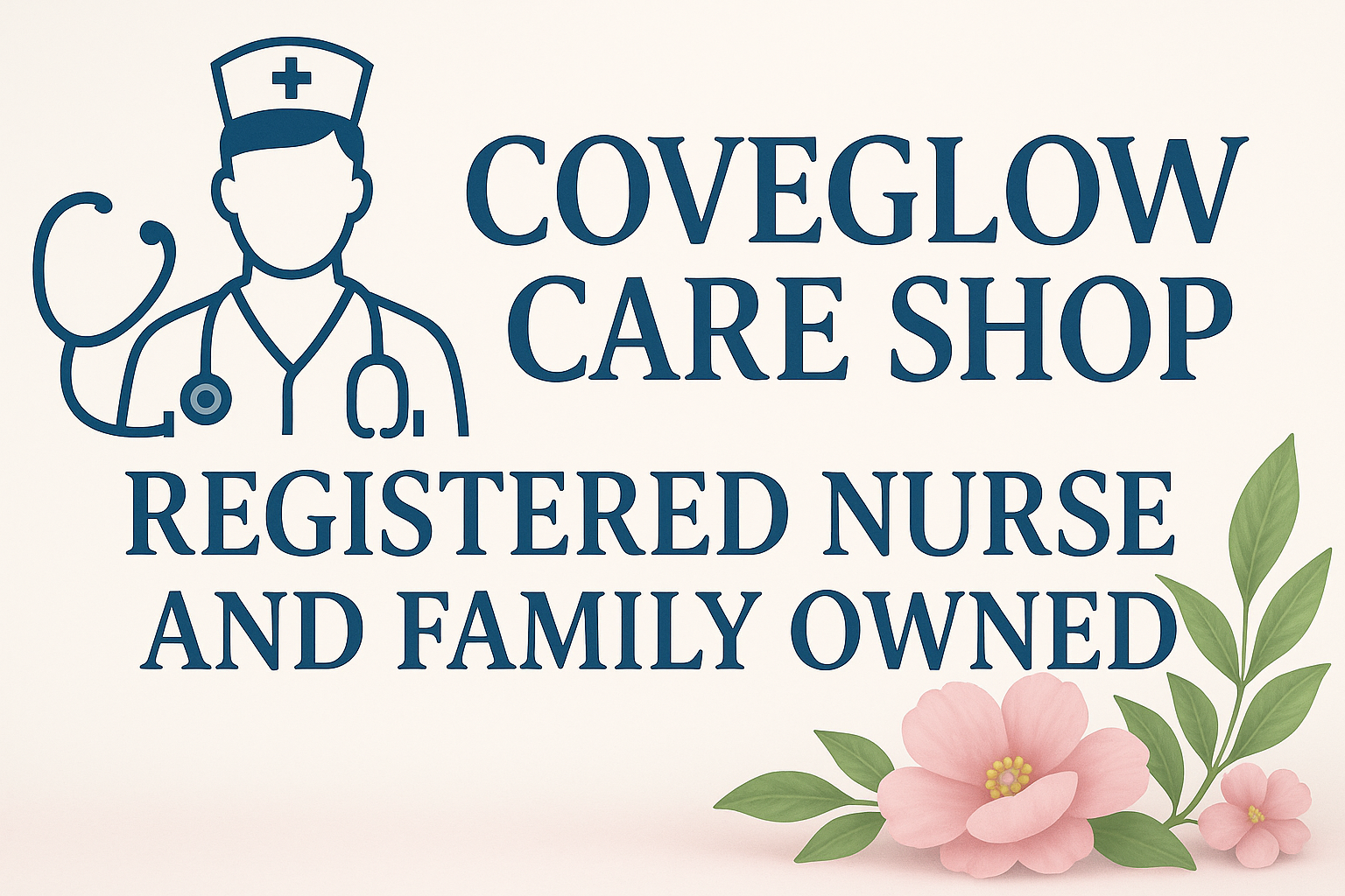 Updated CoveGlow Care Shop banner with male nurse and repositioned flowers